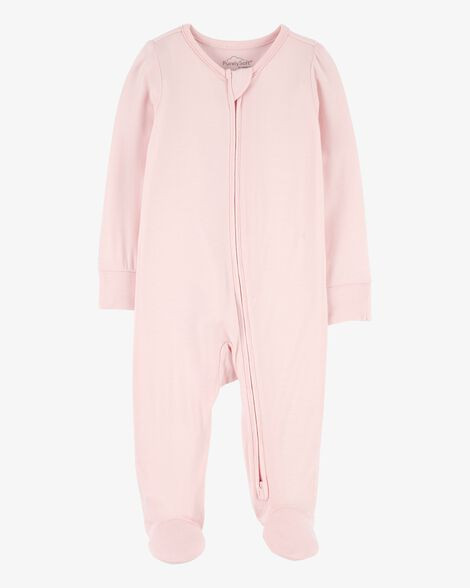 Baby Girl Solid 2-Way Zip PurelySoft Sleep & Play Pajamas - Light Pink | Carter's Inc