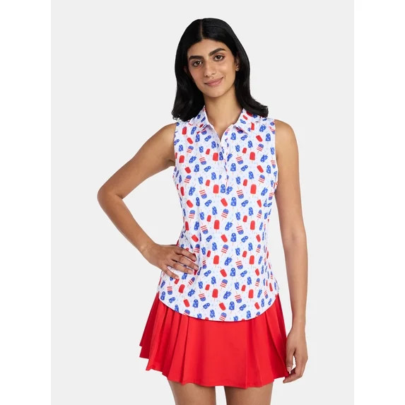 Birdie Bound Women's Gemma Sleeveless Print Golf Polo Shirt with UPF 30+, Sizes XS-XXL | Walmart (US)