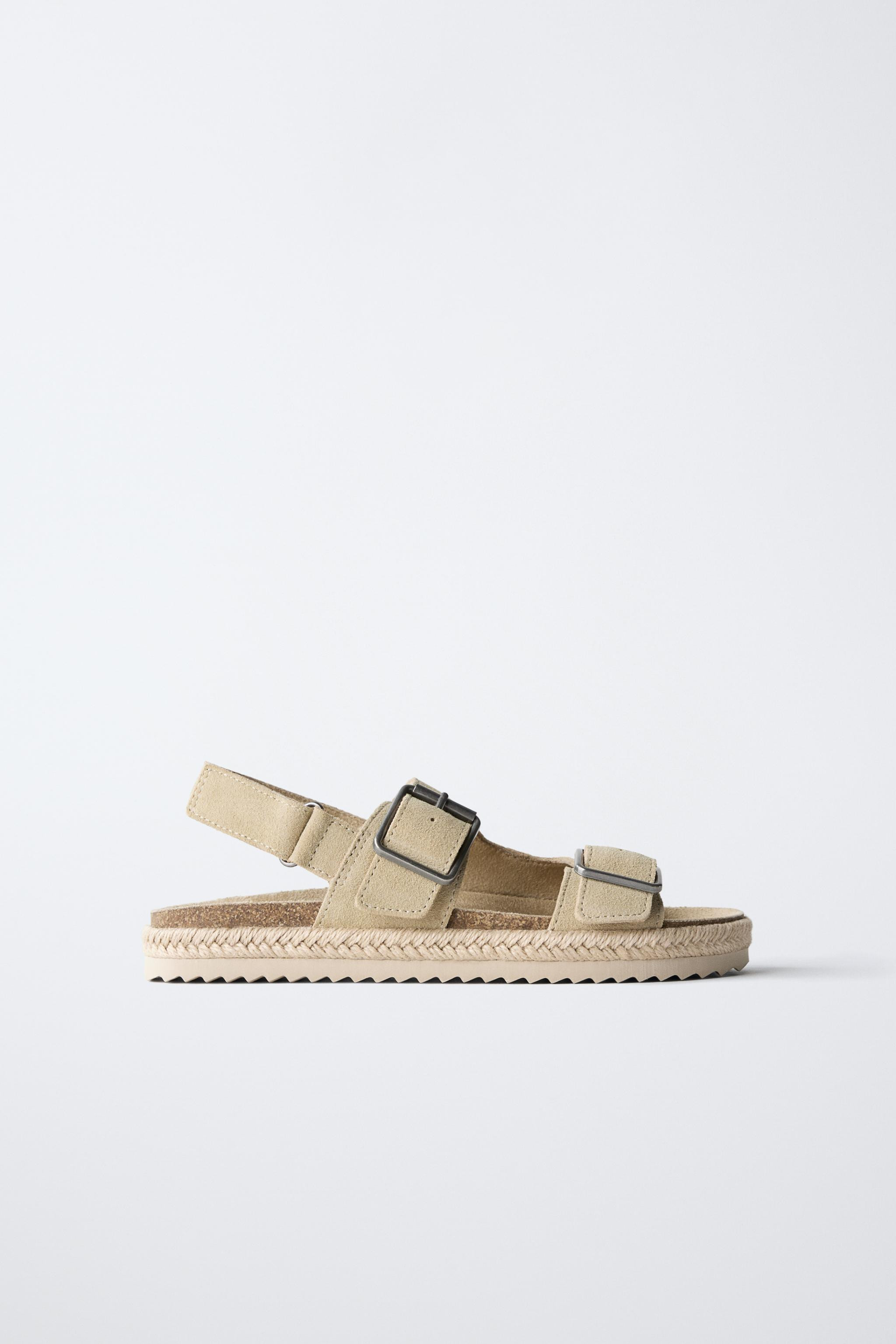LEATHER SANDALS WITH JUTE BUCKLES | Zara US