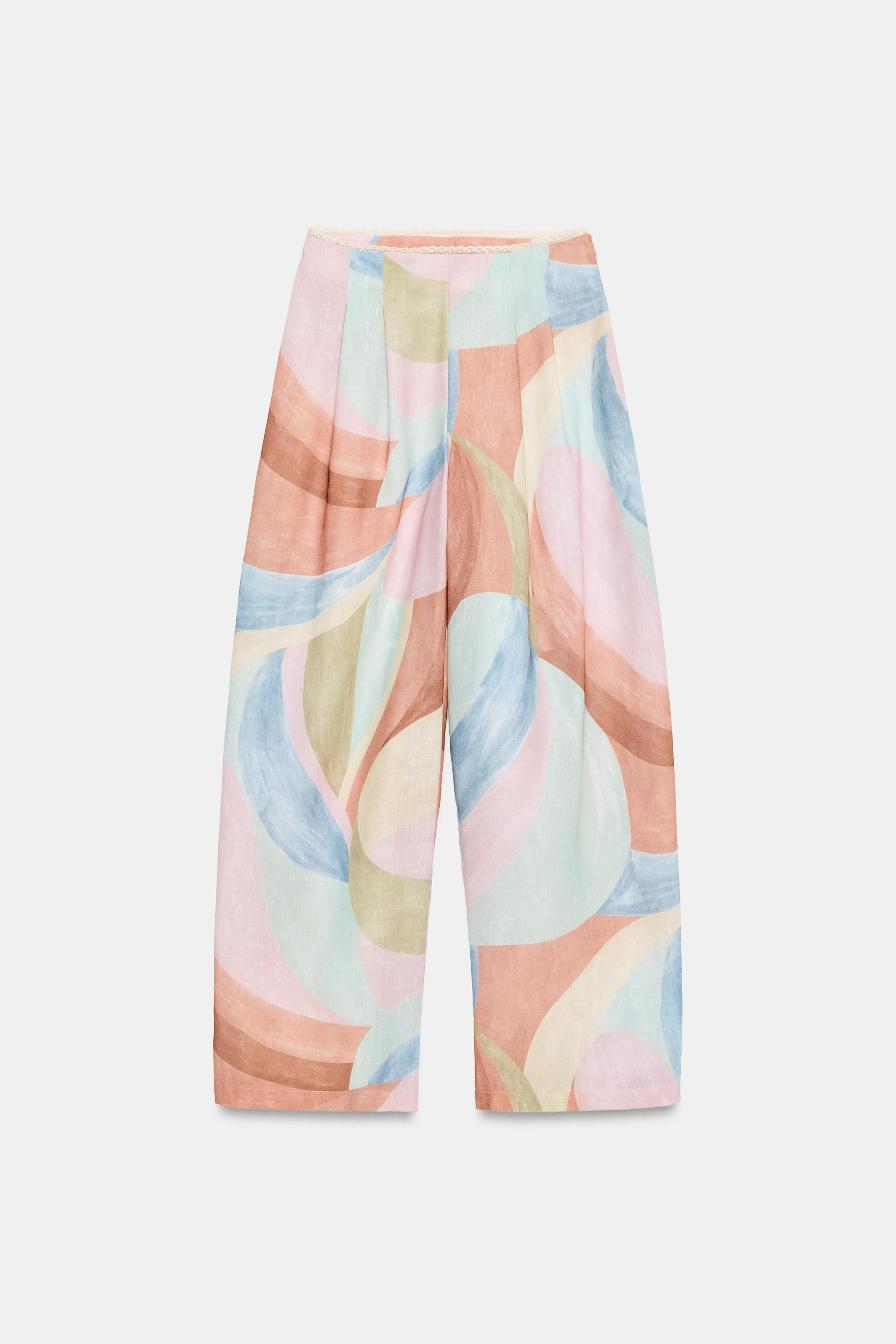 PRINTED WIDE LEG PANTS | Zara US