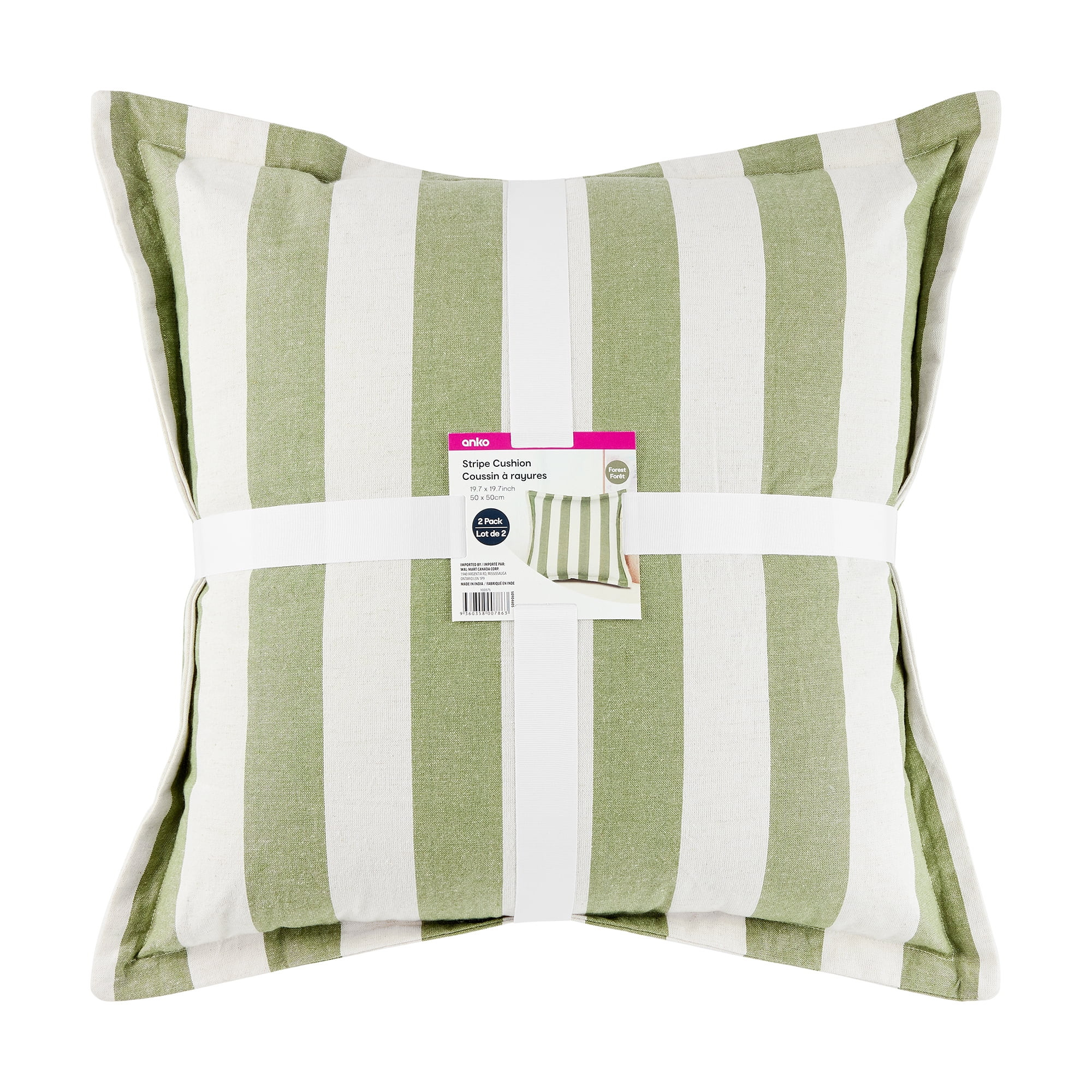Anko Green Stripe Cushion 2 pack | Walmart (CA)