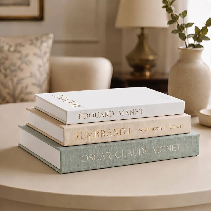 Aesthetic Decorative Books, Set of 3 Linen Faux Book Boxes, Sage | Amazon (US)