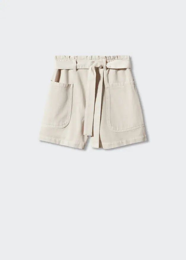 Belted paperbag shorts -  Women | Mango USA | MANGO (US)