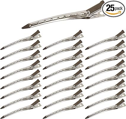 Beayuer 25 Pieces Duck Bill Hair Clips, 3.5 Inch Rustproof Metal Alligator Curl Clips with Holes ... | Amazon (UK)