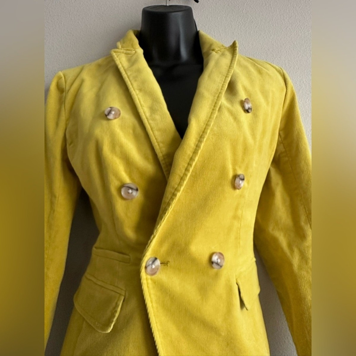 Banana Republic Yellow Corduroy Blazer | Double Breasted Fitted Jacket Size 0 | eBay US