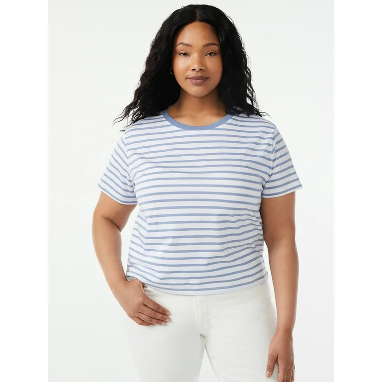 Free Assembly Women's Cropped Boxy T-Shirt with Short Sleeves | Walmart (US)