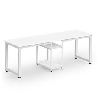 TRIBESIGNS WAY TO ORIGIN Halseey 78 in. Rectangular White Wood Computer Desk Two Person Writing Desk | The Home Depot