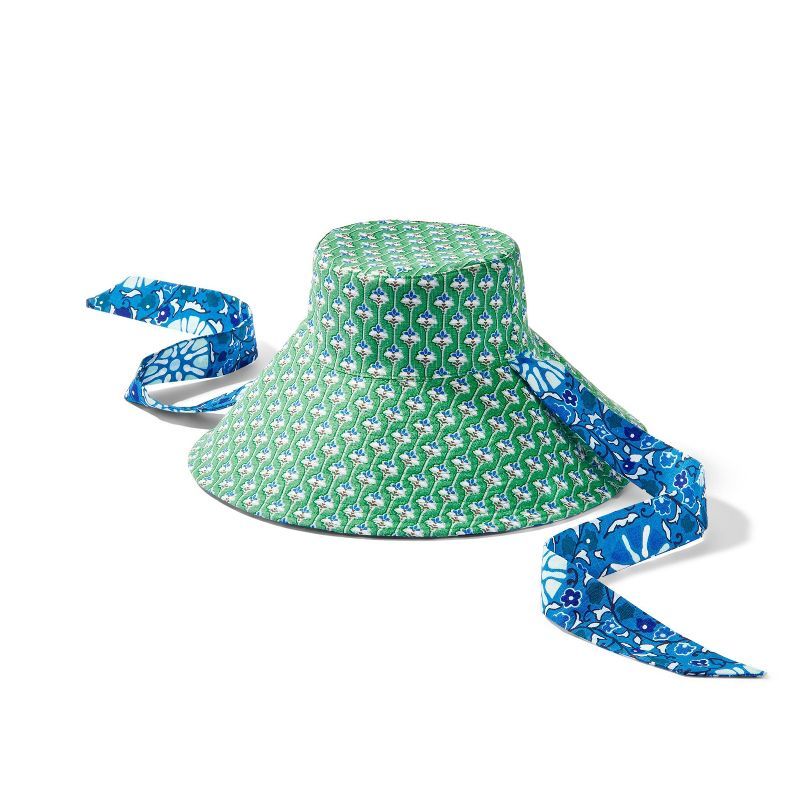 Zinnia Floral Print/Dainty Lotus Print Reversible Beach Hat - RHODE x Target Blue/Green | Target