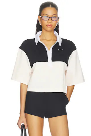 Nike Women's Short-sleeve Polo Top in Black & Sail from Revolve.com | Revolve Clothing (Global)