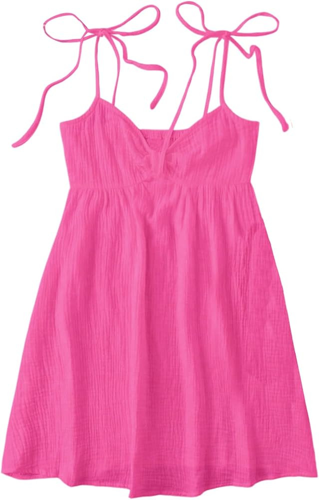 SOLY HUX Women's Tie Shoulder Y2k Cami Sun Dress Cute Spaghetti Strap Casual Summer A Line Short ... | Amazon (US)