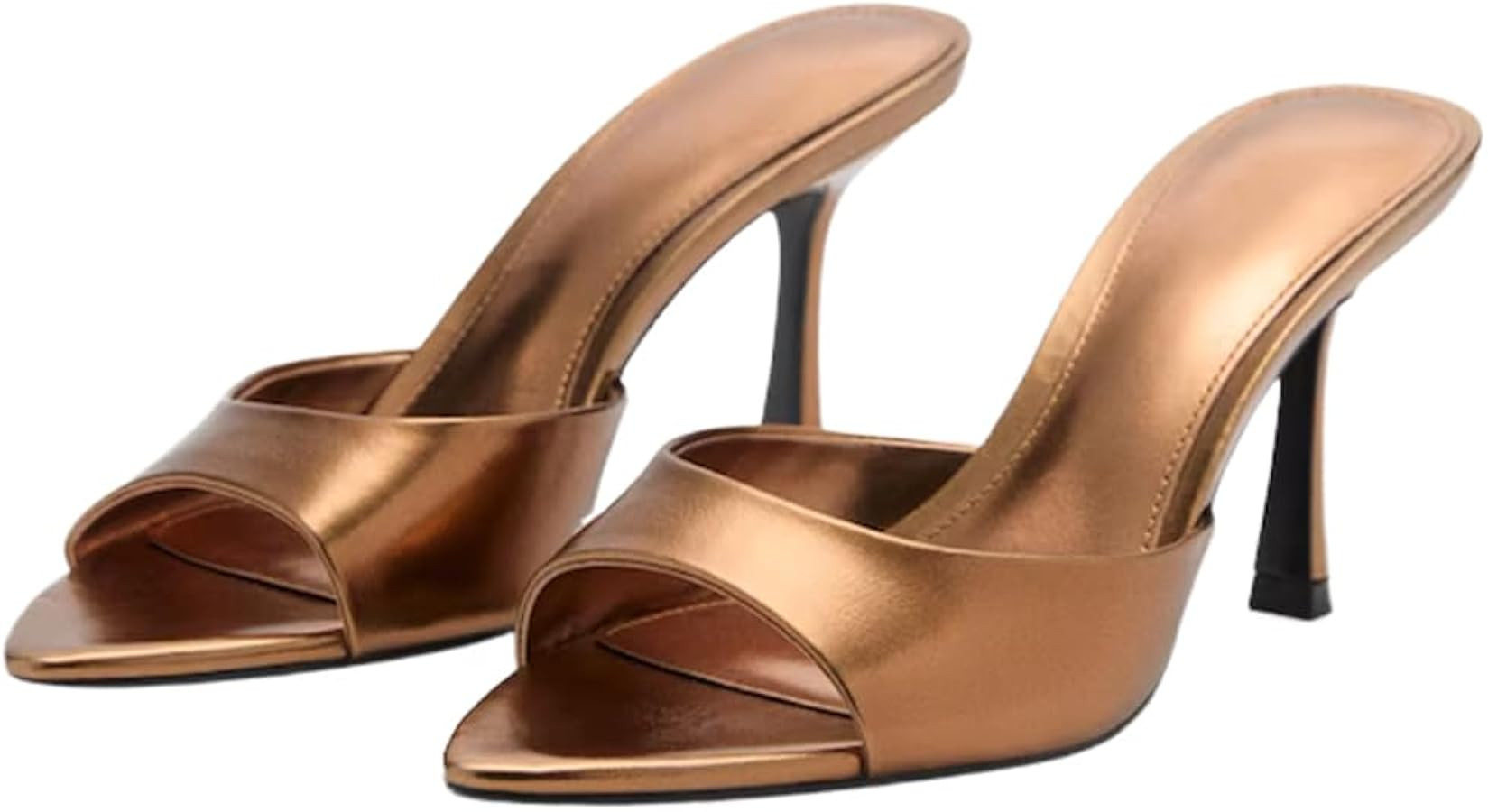 YIYA Women's Open Pointed Peep Toe Mules Kitten Heels Stiletto High Heels Slide Sandals Summer Sl... | Amazon (US)