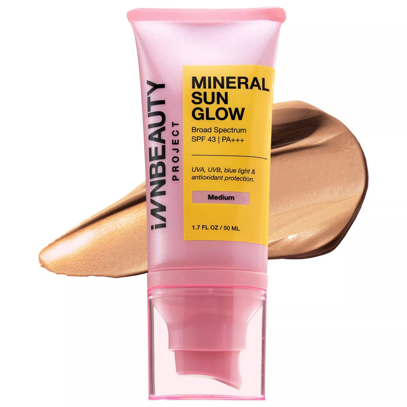 iNNBEAUTY PROJECT Mineral Sun Glow Broad Spectrum Sunscreen SPF 43 PA +++ with Peptides and Vitamin C, Size: 1.7 Oz, Medium | Kohl's