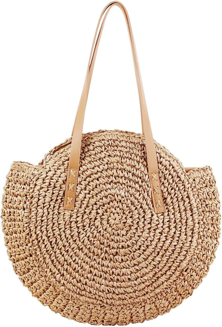 CHIC DIARY Women Straw Shoulder Bag Summer Beach Large Tote Bag Handmade Woven Handbag | Amazon (US)