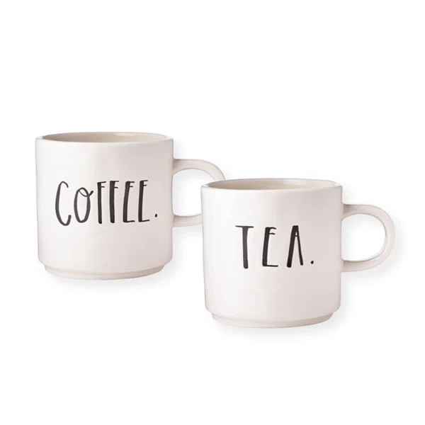 Rae Dunn Stem Print Coffee/Tea Mugs (Set of 2) | Wayfair North America