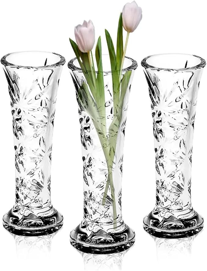 Kit 3 Vaso Vidro Pequeno Mesa Decoração 15cm Solitário Flor Cristal Jarrinho Grande Mesa | Amazon (BR)