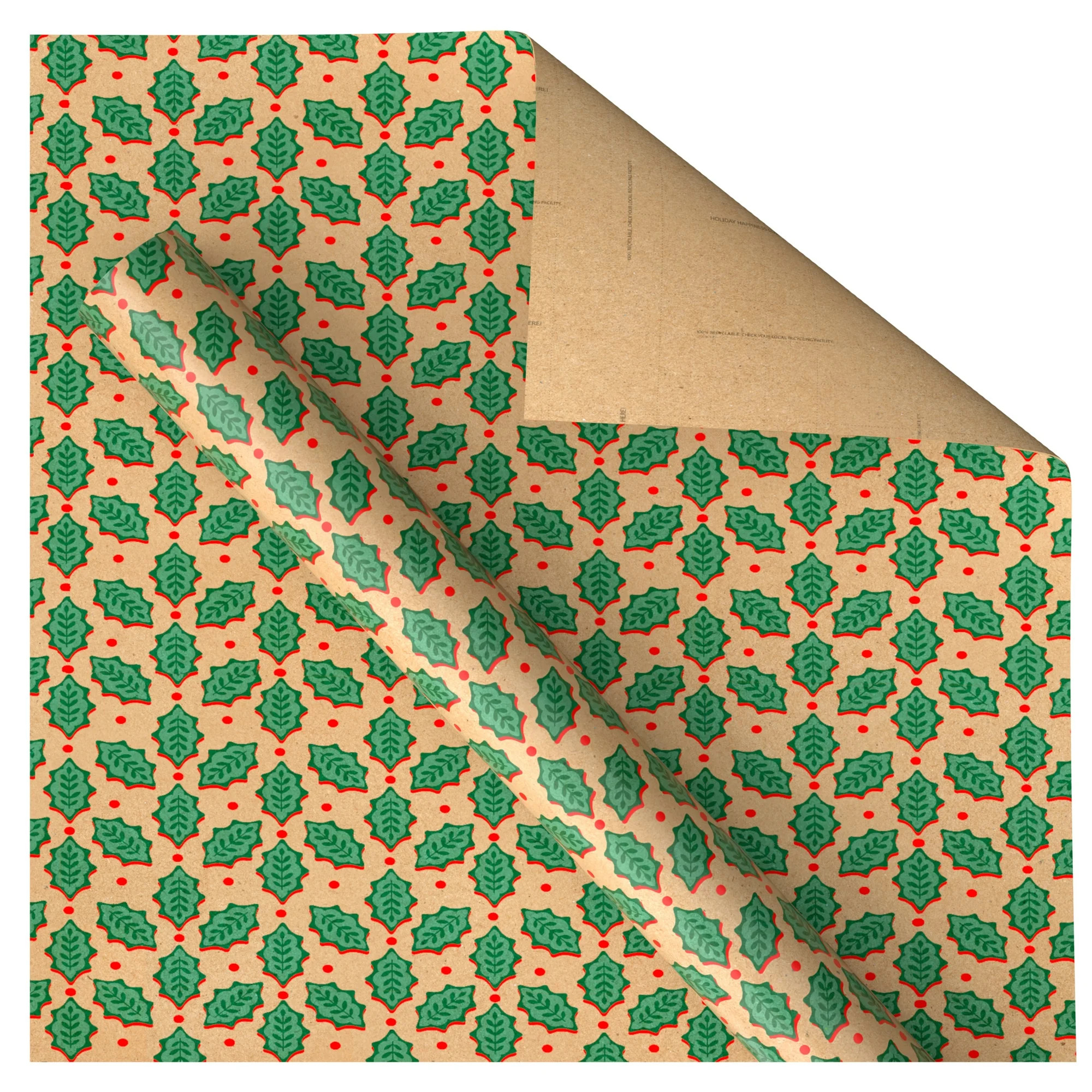Multicolor Holly Christmas Wrapping Paper, 80 sq ft, by Holiday Time | Walmart (US)