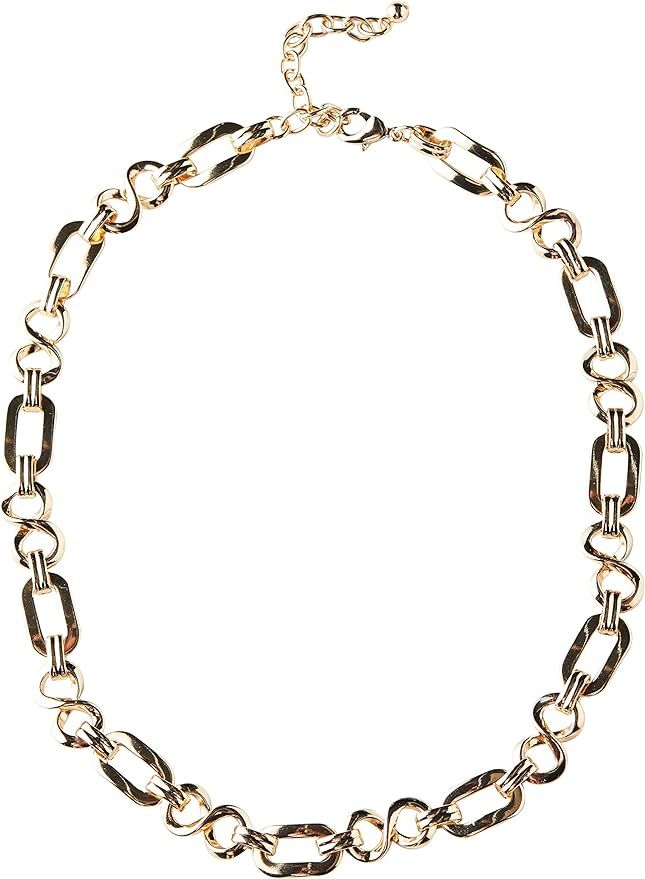 Gold plated twisted link chain metal necklace, fancy collar necklace jewelry for women, girls, Da... | Amazon (US)