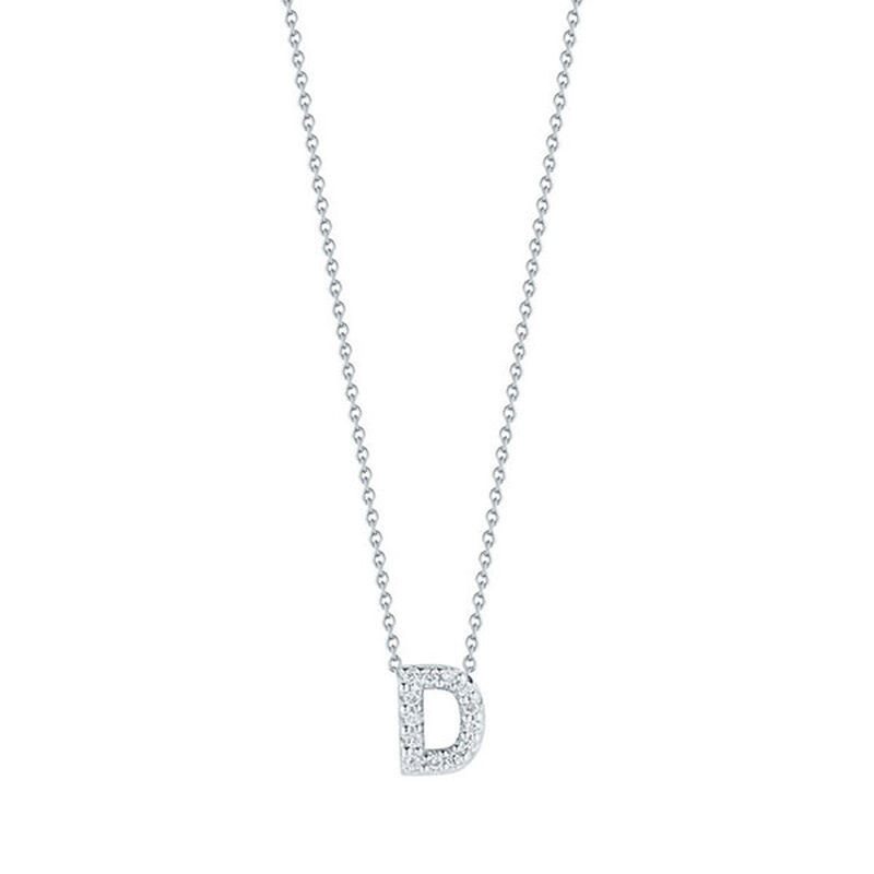 Roberto Coin Tiny Treasures Diamond Initial Pendant 18K Letter 'D' | Ben Bridge Jeweler