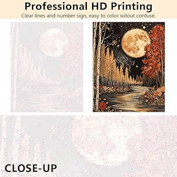 Moon Paint by Numbers Vintage Landscape Paint by Number Kits DIY Easy Moon Forest Paint by Number... | Amazon (US)