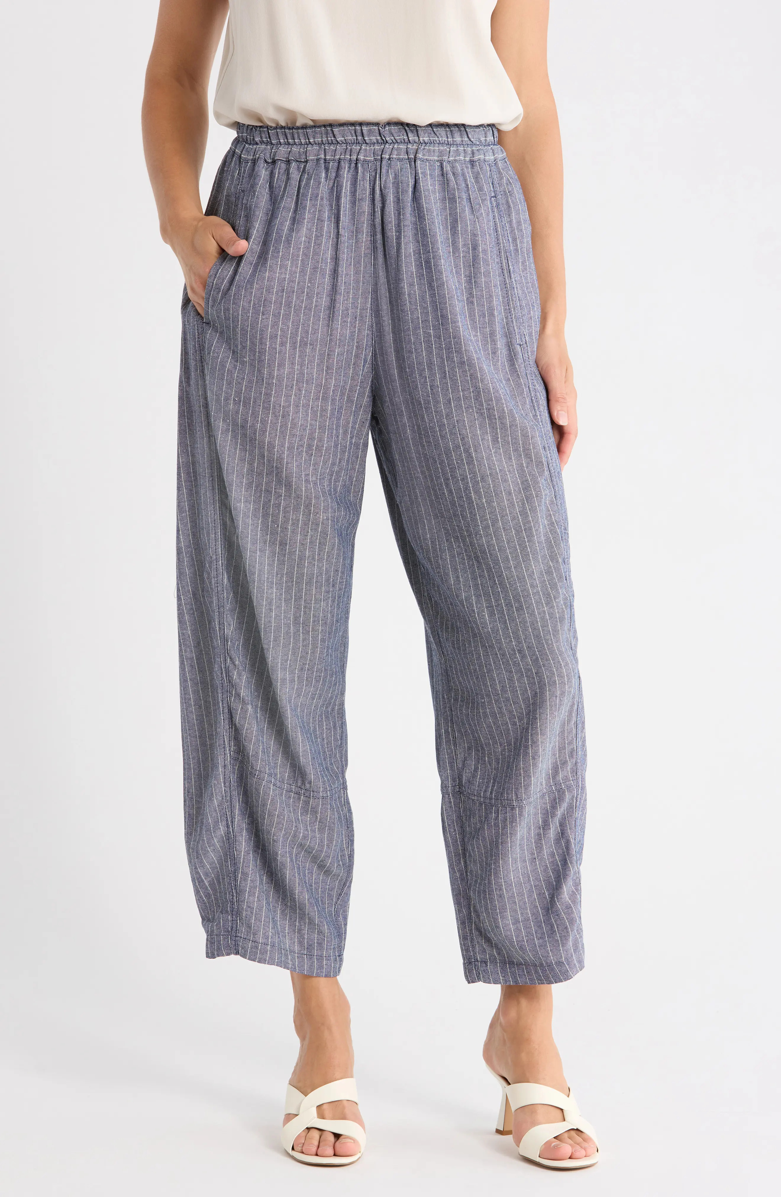 Stripe Linen Blend Barrel Pants (Women) | Nordstromrack | Nordstrom Rack