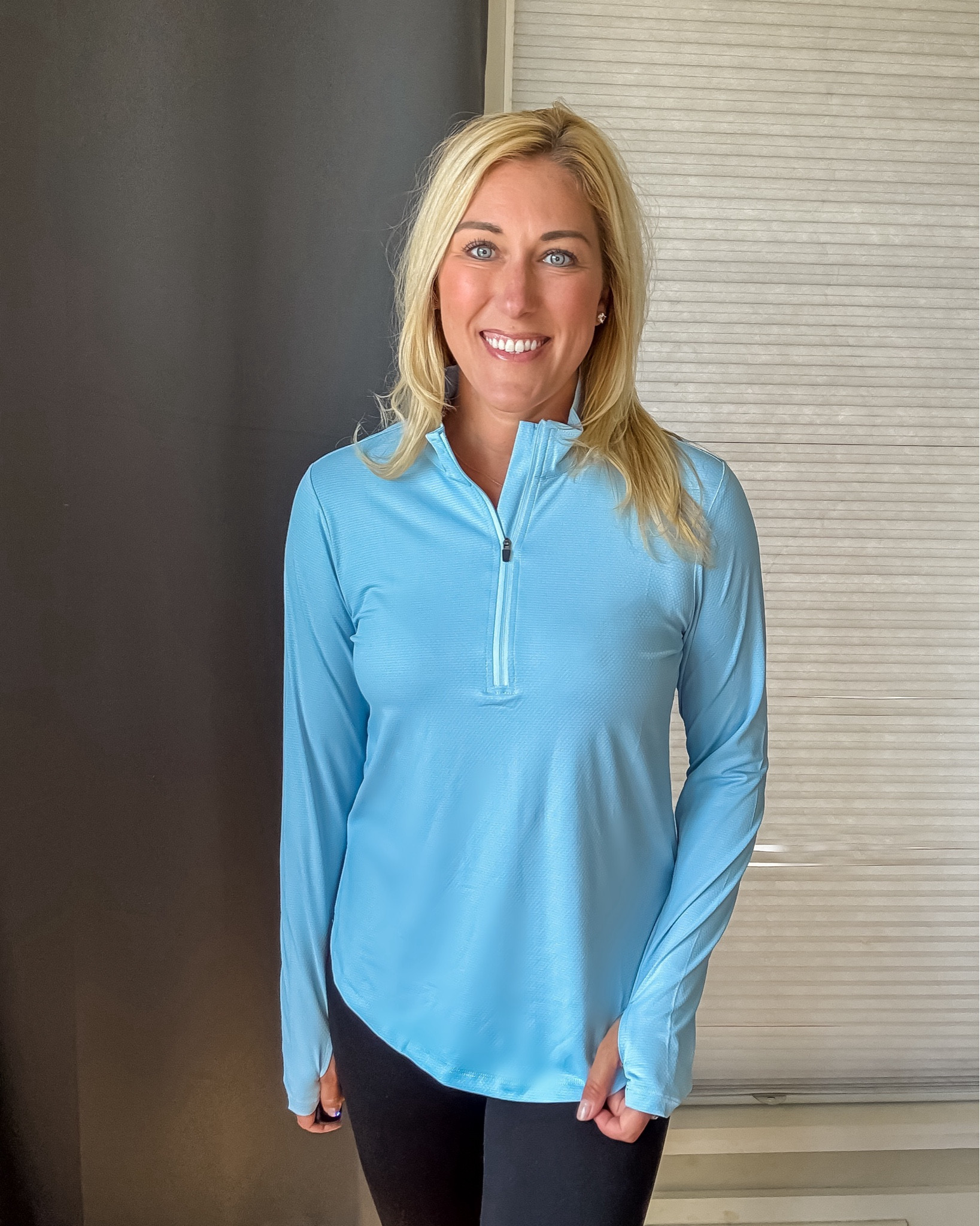 Bright, breathable + super easy to layer… this UPF 50+ athletic top is perfection. I  grabbed mine in light blue,  but it comes in a bunch of other colors too!