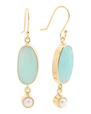 Made In India 18kt Gold Plated Sterling Silver Aqua Calcite Earrings | TJ Maxx