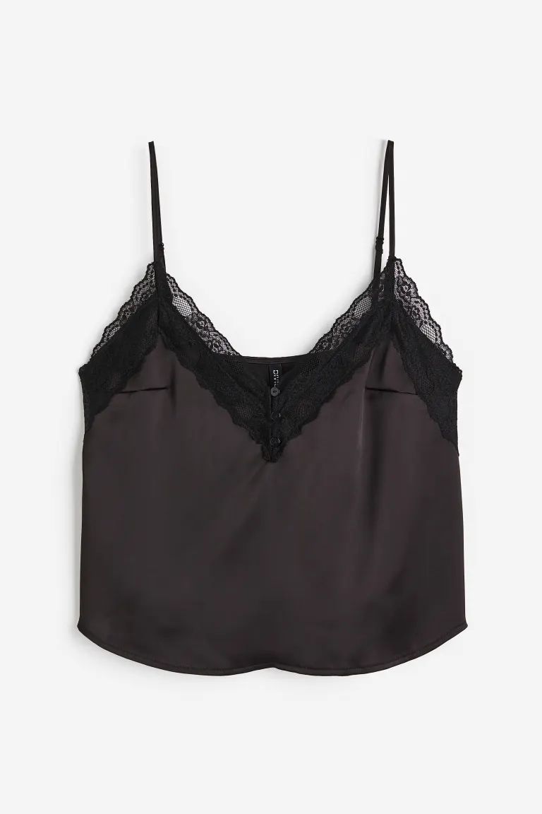 Lace-trimmed Satin Camisole Top | H&M (US + CA)
