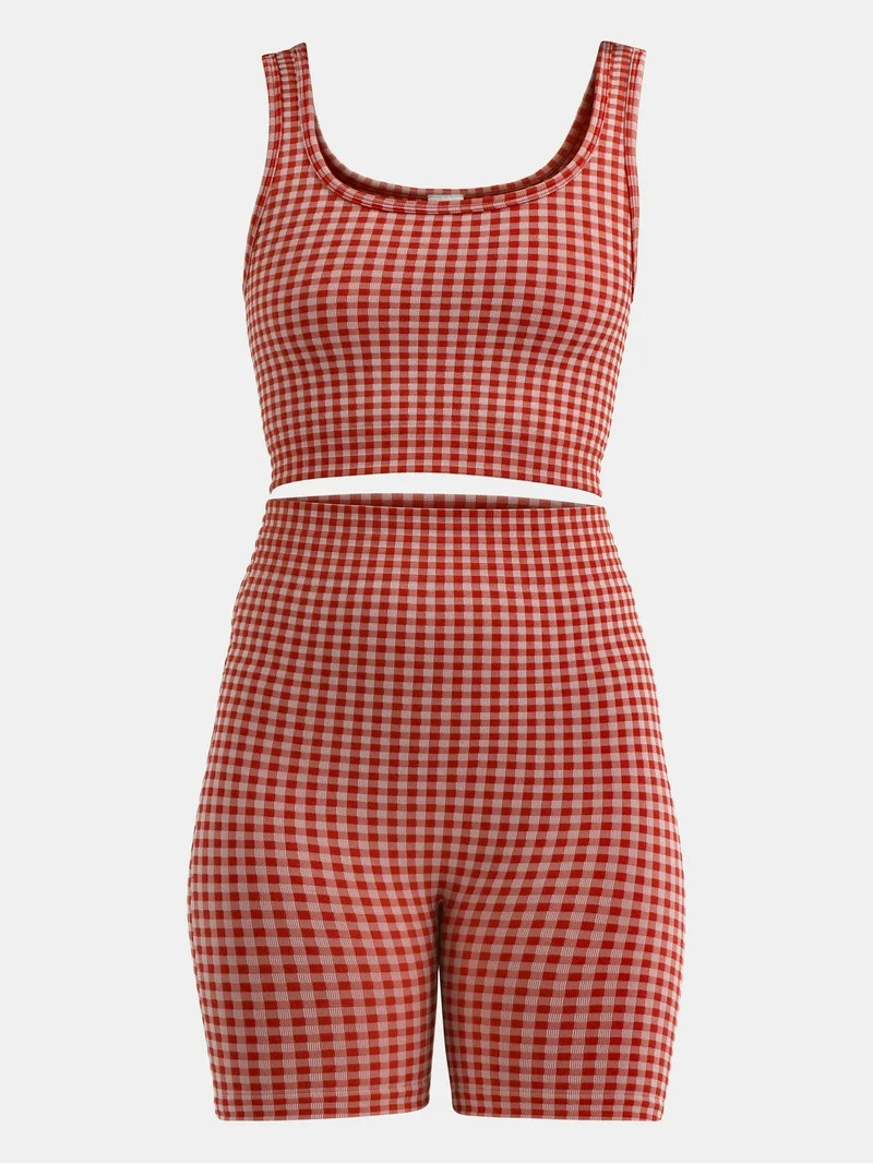 No Boundaries Seamless Cropped Tank Top & Bike Short, Women's | Walmart (US)