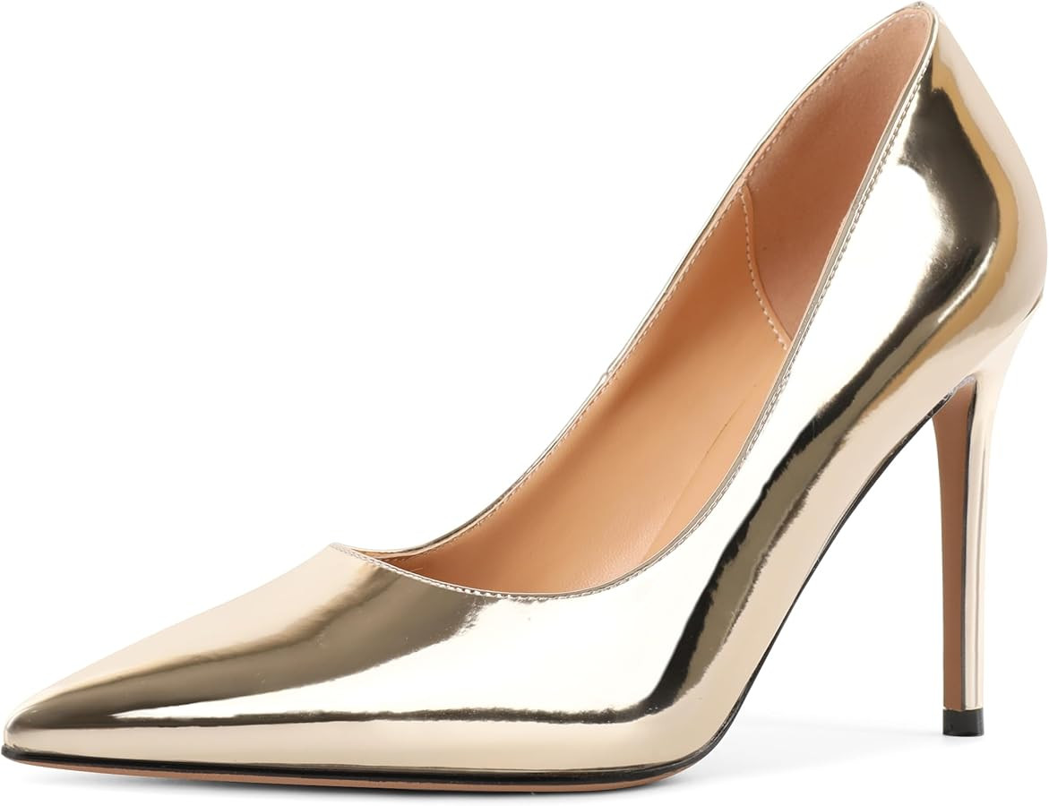 SAMMITOP Women's Pointed Toe High Heel Pumps 10cm Classic Suede Stiletto Shoes | Amazon (US)