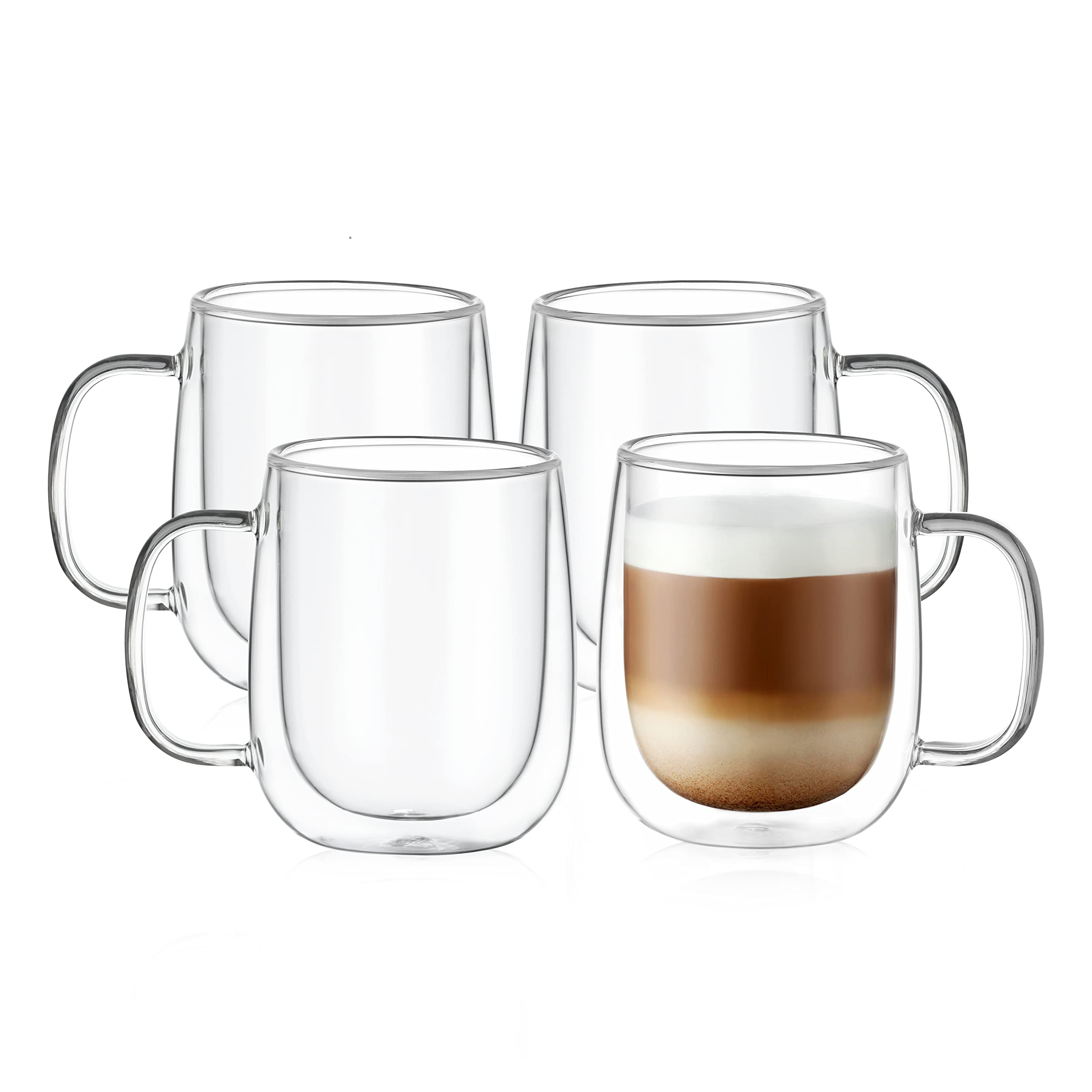 CNGLASS Large Double Wall Glass Coffee Mug 15.2oz,Clear Insulated Glass Espresso Cup with Big Han... | Amazon (US)