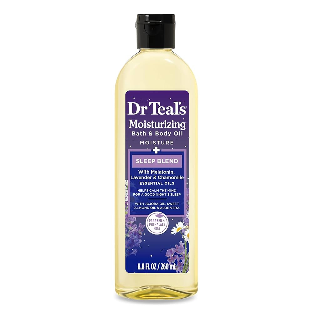 Dr Teal's Moisturizing Bath & Body Oil, Sleep Blend with Melatonin, Lavender & Chamomile Essentia... | Amazon (US)