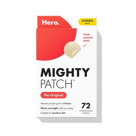 Hero Cosmetics Mighty Patch Original, Nighttime Hydrocolloid Acne Pimple Patch, 72 Count | Walmart (US)