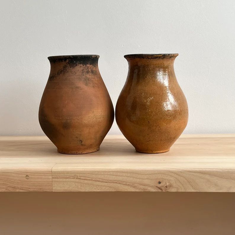 Ancient Clay Pot, Antique Clay Vessel, Rustic Ceramic Bowl, Pottery Jug, Primitive Rustic Earthen... | Etsy (US)