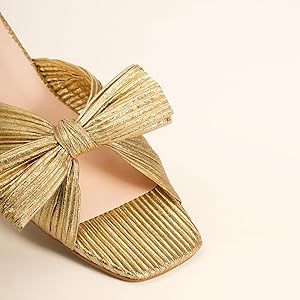 Amazon.com | MUCCCUTE Women's Gold Flat Sandals Mule for Women Flats Square Open Toe Slip-On Slid... | Amazon (US)