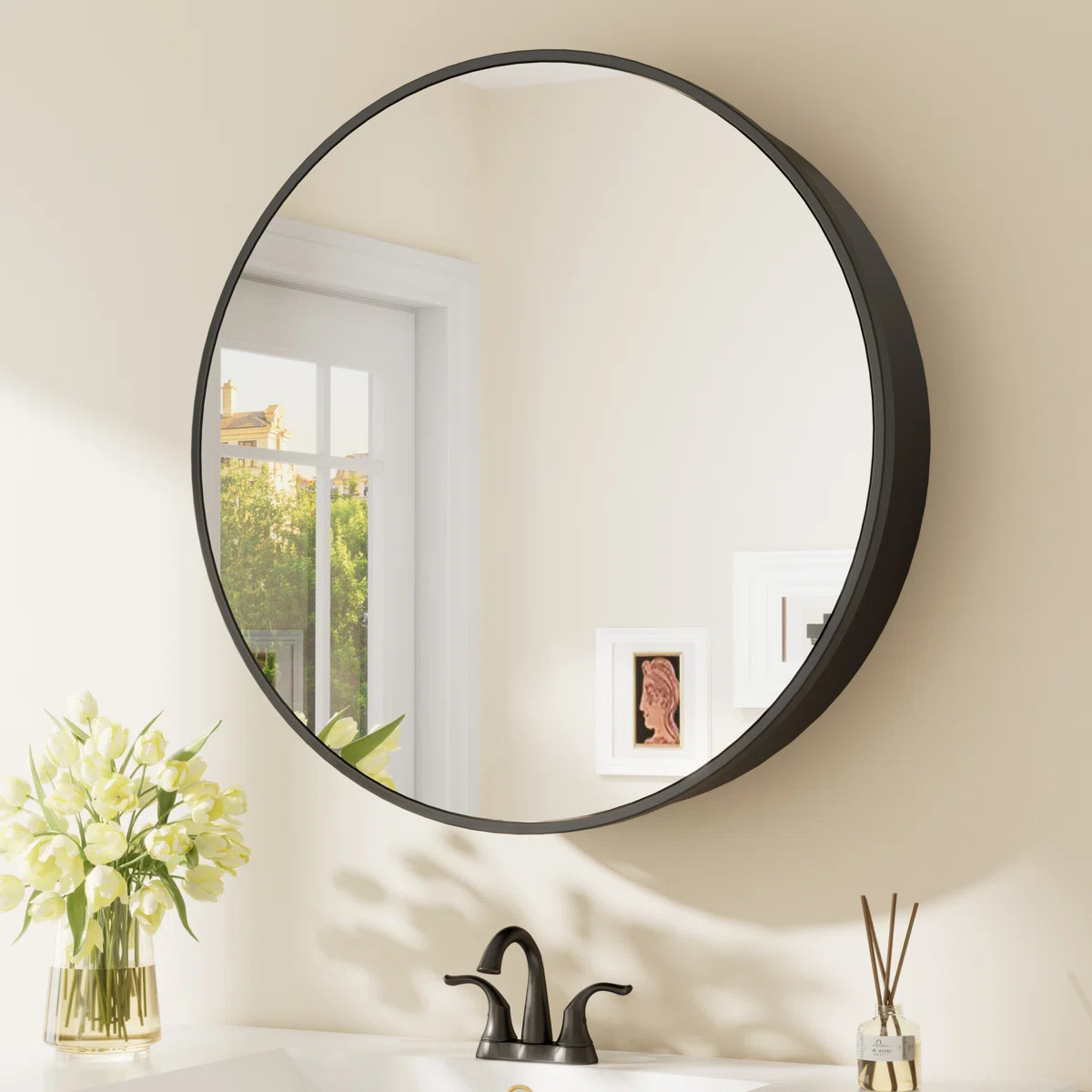 Gervon Round Wall Mounted Medicine Cabinet with Shelves | Wayfair North America