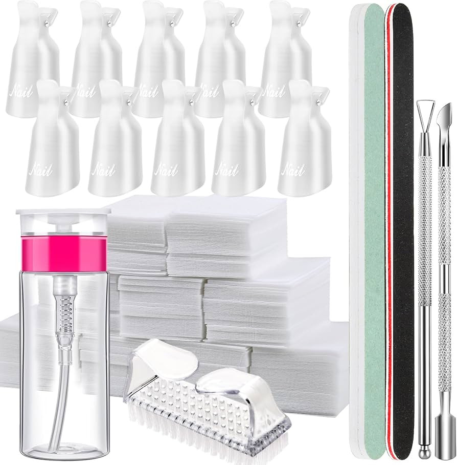FANDAMEI Nail Polish Gel Remover Tools Kit, 10 Pcs Clear Nail Clips, 100ml Nail Polish Remover Bo... | Amazon (US)