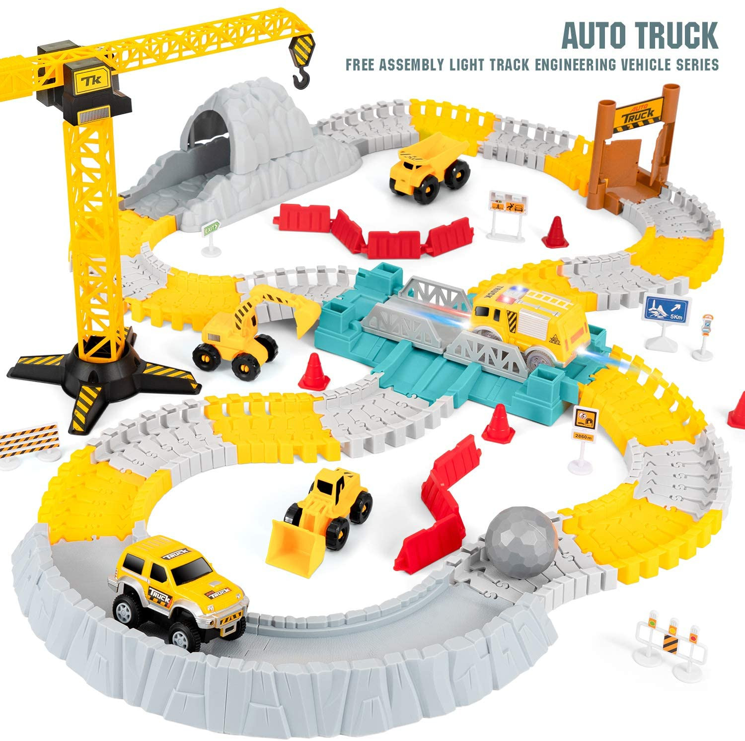 NeatoTek Race Car Track Toy 175 Pieces, Flexible Race Tracks Playset for Boys, Track Toy with 4 C... | Walmart (US)
