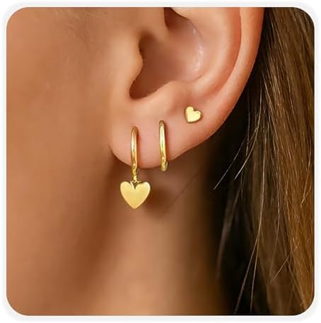 3 Pair Small Gold Hoop Earrings Set for Women, Huggie Hoop Earrings Earring Stack Helix Jewelry a... | Amazon (US)