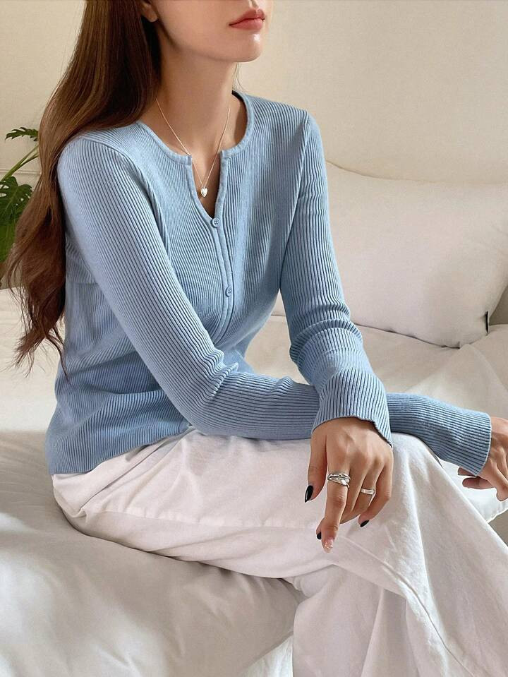 DAZY Solid Ribbed Knit Sweater | SHEIN