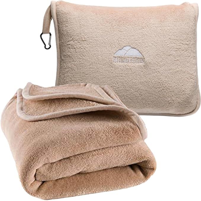 BlueHills Premium Soft Tall Travel Blanket Pillow for Airplane Traveling Essentials Long Flight T... | Amazon (US)