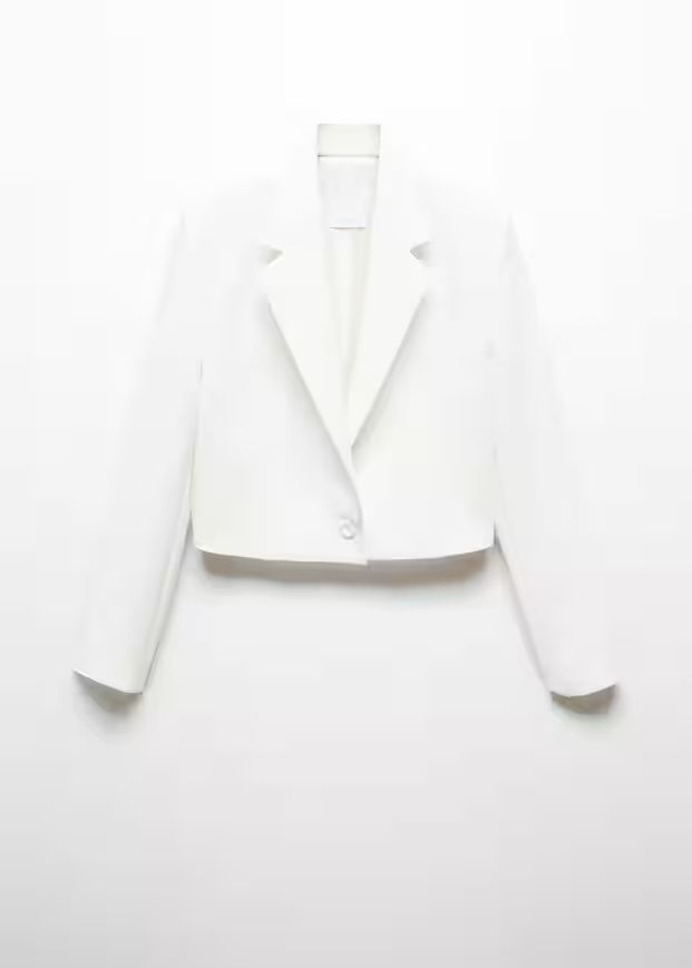 Cropped blazer with button -  Women | Mango USA | MANGO (US)