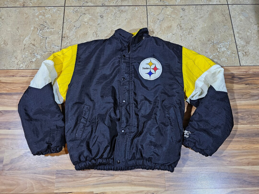 Vintage Starter Pittsburgh Steelers Jacket Black Yellow White Sz XL Double Sided - Etsy | Etsy (US)
