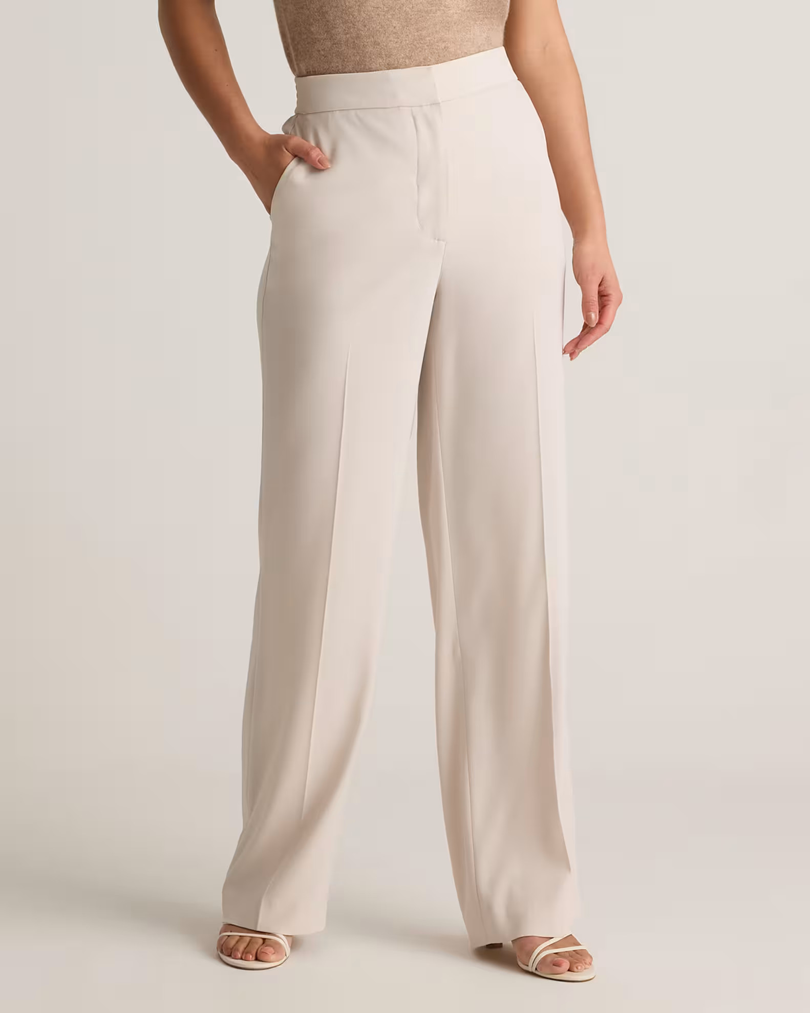 Stretch Crepe Classic Trouser Pants in Textured Sand | Quince