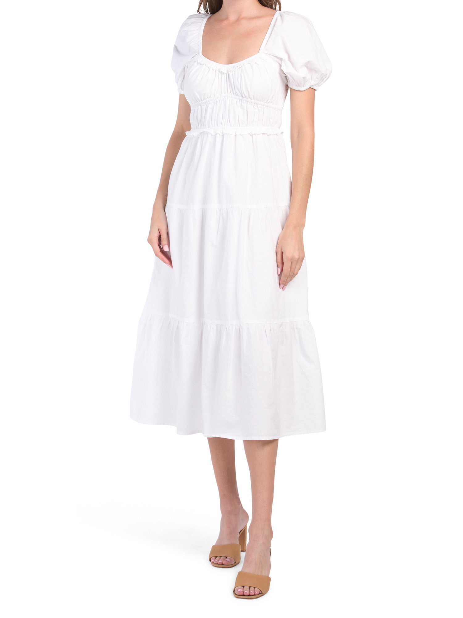 Poplin Tiered Midi Dress | TJ Maxx