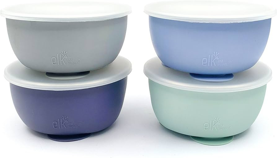 Elk and Friends Stainless Steel Bowls with Silicone Sleeve for Babies & Toddlers | Lids Included ... | Amazon (US)