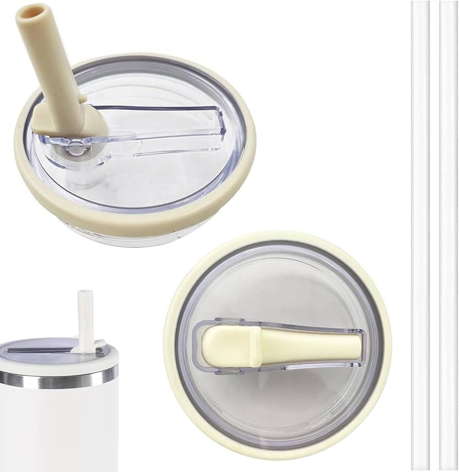 40 OZ Tumbler Lid Replacement for Stanley Quencher, 2 Pack Flip Straw Replacement Lids with 2 Str... | Amazon (US)