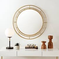 Safavieh Nemi 33-inch Gold Round Wall Accent Mirror - 30" x 1.5" x 30" | Bed Bath & Beyond