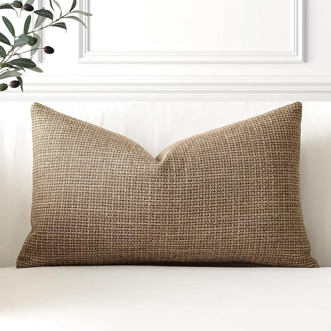 OTOSTAR Linen Throw Pillow Cover Set of 1 Decorative Lumbar Pillowcases Cushion Covers 12x20 Inch... | Amazon (US)