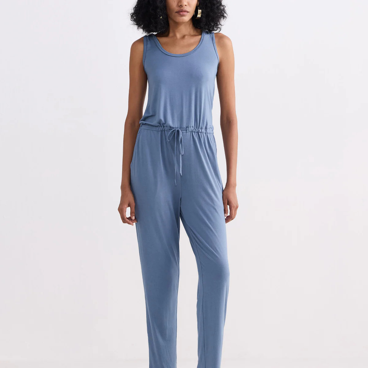 Relaxed Drawstring Jumpsuit in Blue | Reistor