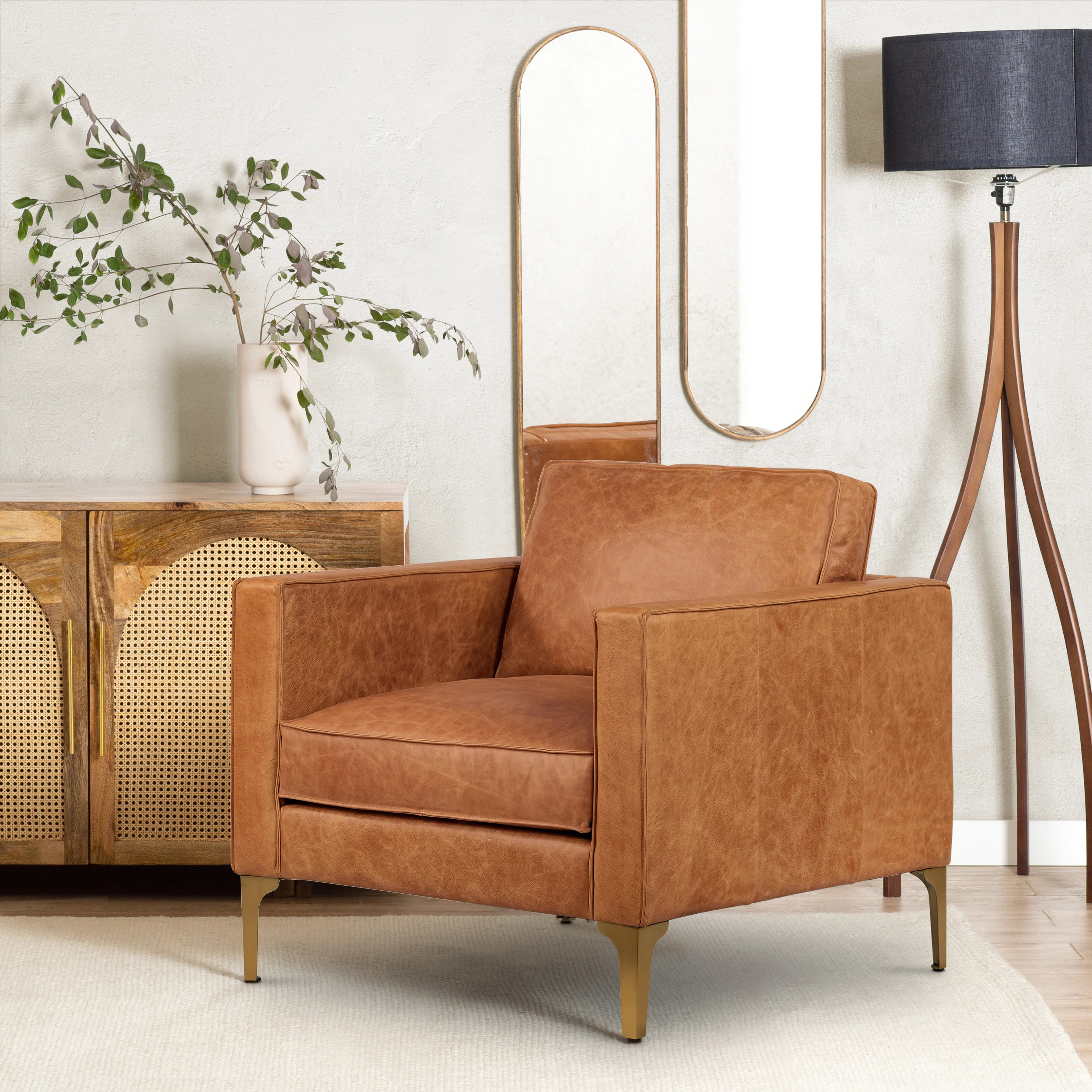 Poly & Bark Mateo Genuine Leather Armchair & Reviews | Wayfair | Wayfair North America